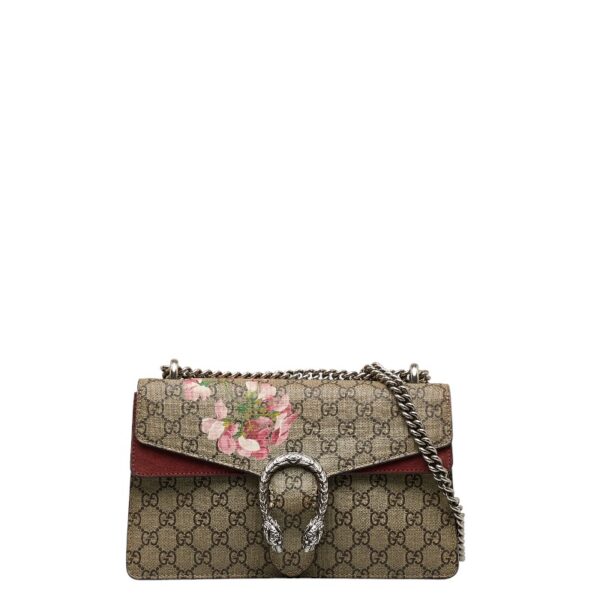 1 0122755 1 Gucci GG Blooms Dionysus Chain Shoulder Bag Suede Red