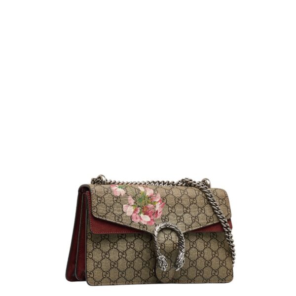 1 0122755 2 Gucci GG Blooms Dionysus Chain Shoulder Bag Suede Red