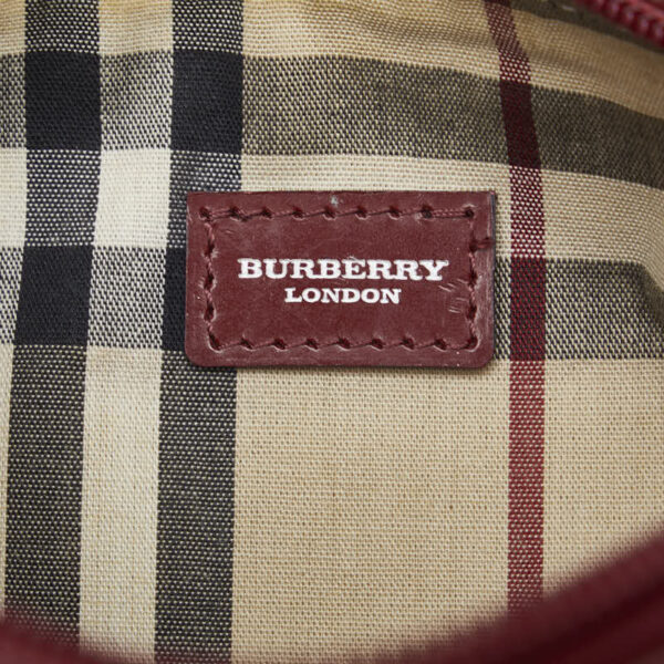 1 0124095 9 Burberry Nova Check Border Handbag Denim Blue Red