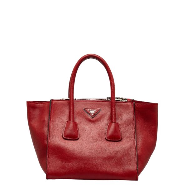 1 0126330 2 Prada Triangle Plate 2WAY Shoulder Bag Red