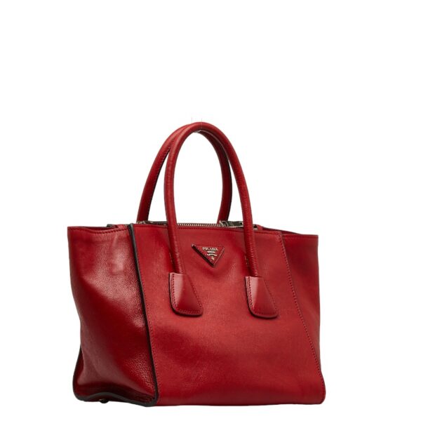 1 0126330 3 Prada Triangle Plate 2WAY Shoulder Bag Red