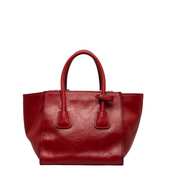 1 0126330 4 Prada Triangle Plate 2WAY Shoulder Bag Red