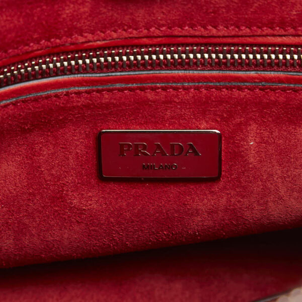 1 0126330 8 Prada Triangle Plate 2WAY Shoulder Bag Red