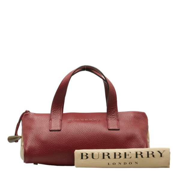 1 0128731 11 Burberry Nova Check Shadow Horse Handbag Wine Red