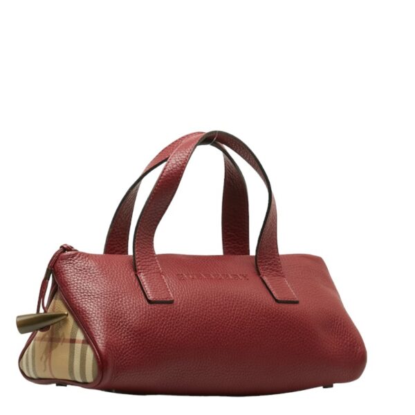 1 0128731 2 Burberry Nova Check Shadow Horse Handbag Wine Red