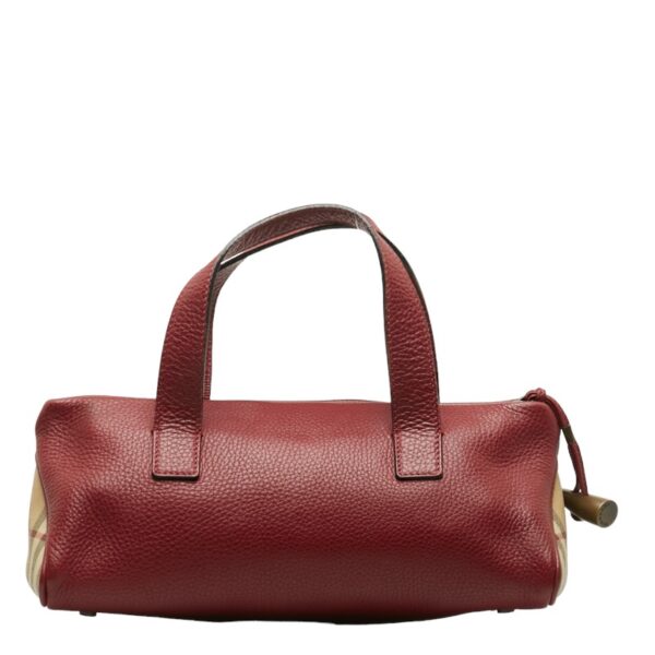 1 0128731 3 Burberry Nova Check Shadow Horse Handbag Wine Red