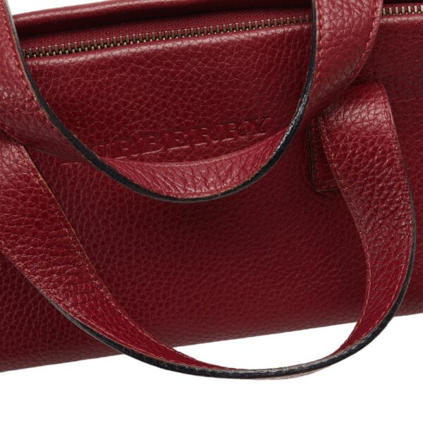 1 0128731 5 Burberry Nova Check Shadow Horse Handbag Wine Red