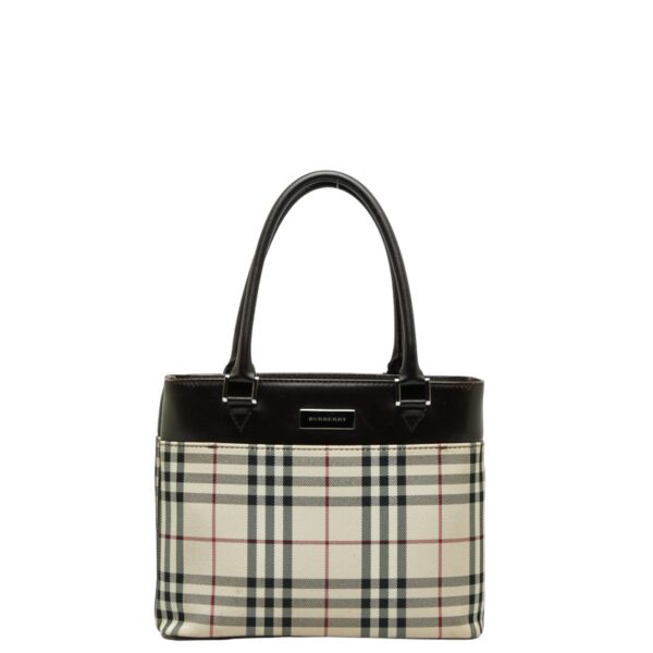 1 0129138 1 Burberry Nova Check Handbag White Black