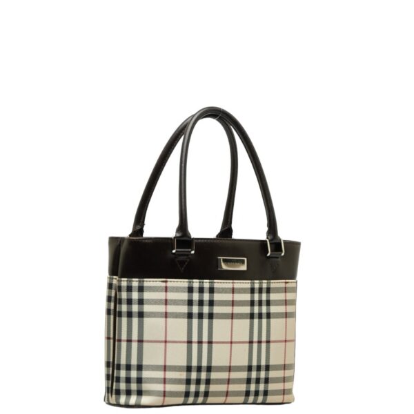 1 0129138 2 Burberry Nova Check Handbag White Black