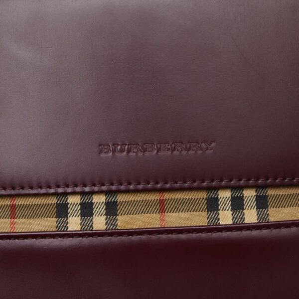 1 0129221 9 Burberry Nova Check Shadow Horse Tote Bag Wine Red Beige