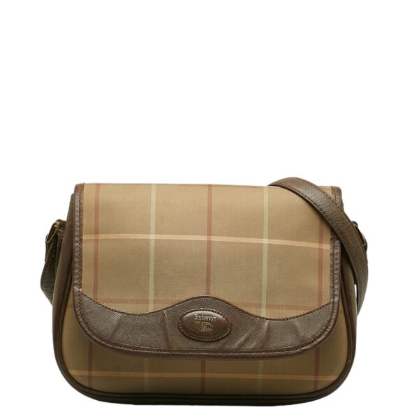 1 0130855 1 Burberry Check Crossbody Shoulder Bag Beige