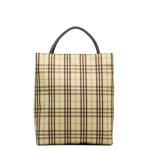 1 0131279 1 Burberry Check Tote Bag Yellow Brown