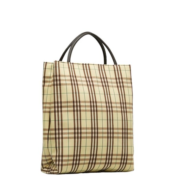 1 0131279 2 Burberry Check Tote Bag Yellow Brown