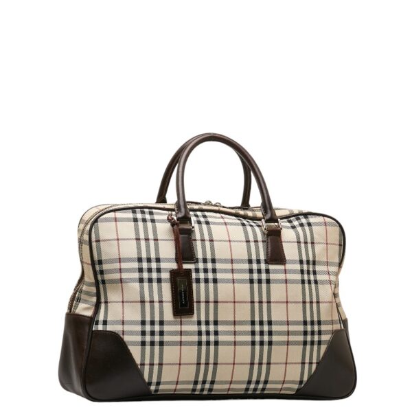 1 0132635 2 Burberry Nova Check Bag Briefcase Beige Brown