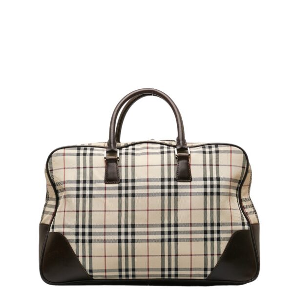 1 0132635 3 Burberry Nova Check Bag Briefcase Beige Brown