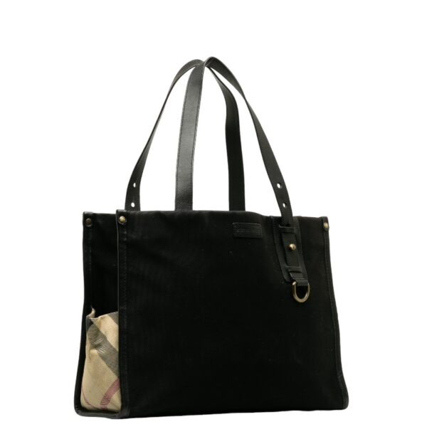 1 0134193 2 Burberry Check Tote Bag Black Beige