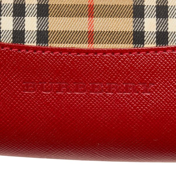 1 0136067 8 Burberry Nova Check Shadow Horse Tote Bag Beige Red