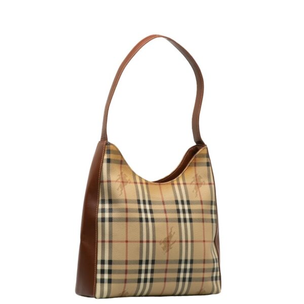 1 0136585 2 Burberry Nova Check Shadow Horse One Shoulder Bag Beige Brown