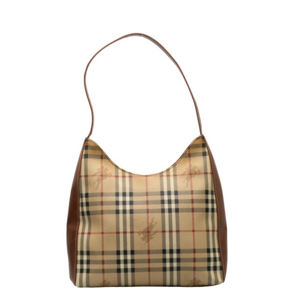 1 0136585 3 Burberry Nova Check Shadow Horse One Shoulder Bag Beige Brown