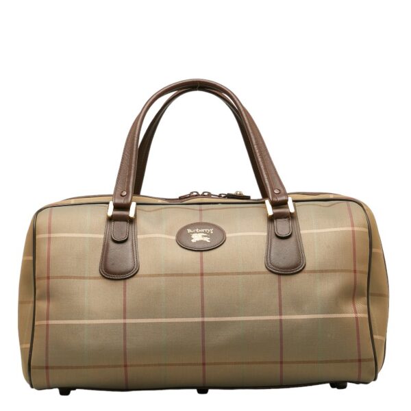 1 0136587 1 Burberry Check Bag Khaki Brown