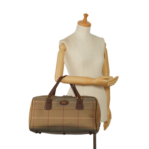 1 0136587 12 Burberry Check Bag Khaki Brown