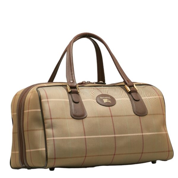 1 0136587 2 Burberry Check Bag Khaki Brown