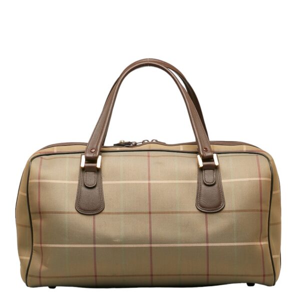 1 0136587 3 Burberry Check Bag Khaki Brown