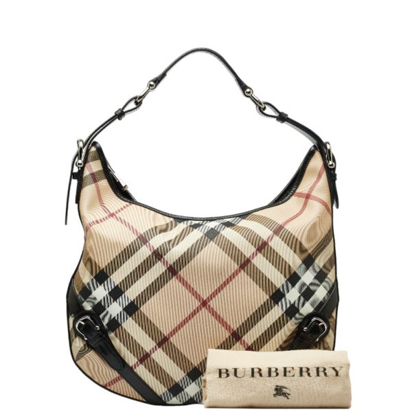 1 0138425 12 Burberry Nova Check Shadow Horse One Shoulder Bag Beige Black