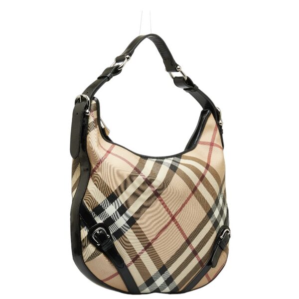 1 0138425 2 Burberry Nova Check Shadow Horse One Shoulder Bag Beige Black