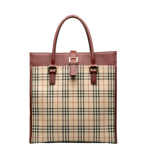 1 0139102 1 Burberry Nova Check Tote Bag Beige Multicolor