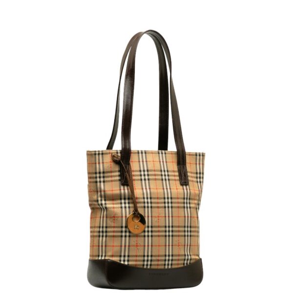 1 0139204 2 Burberry Nova Check Shadow Horse Handbag Beige Brown