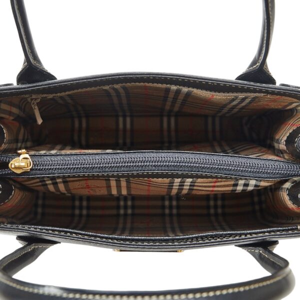 1 0139420 8 Burberry Nova Check Shadow Horse Tote Bag Black