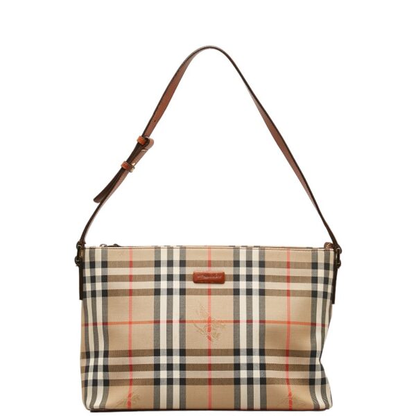 1 0140671 1 Burberry Nova Check Shadow Horse One Shoulder Bag Beige