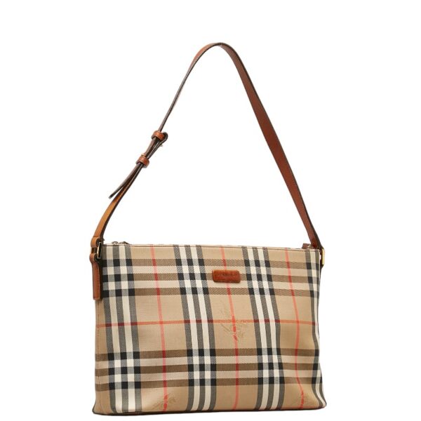 1 0140671 2 Burberry Nova Check Shadow Horse One Shoulder Bag Beige