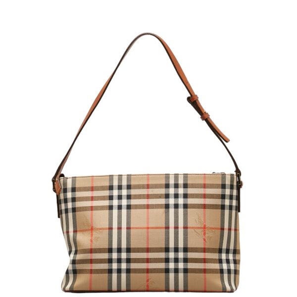 1 0140671 3 Burberry Nova Check Shadow Horse One Shoulder Bag Beige