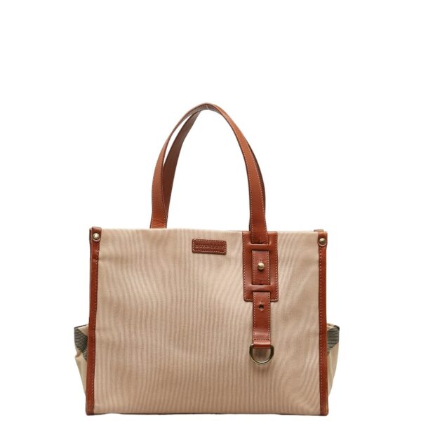 1 0141671 1 Burberry Nova Check Tote Bag Beige Brown