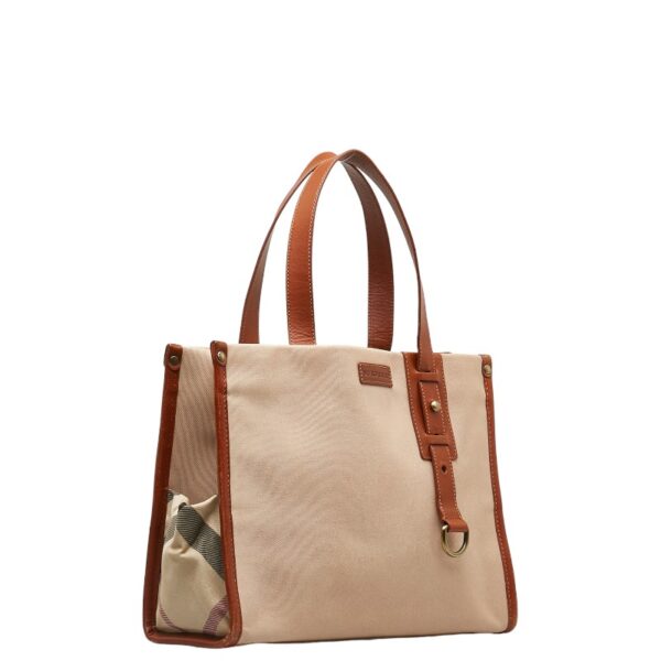 1 0141671 2 Burberry Nova Check Tote Bag Beige Brown