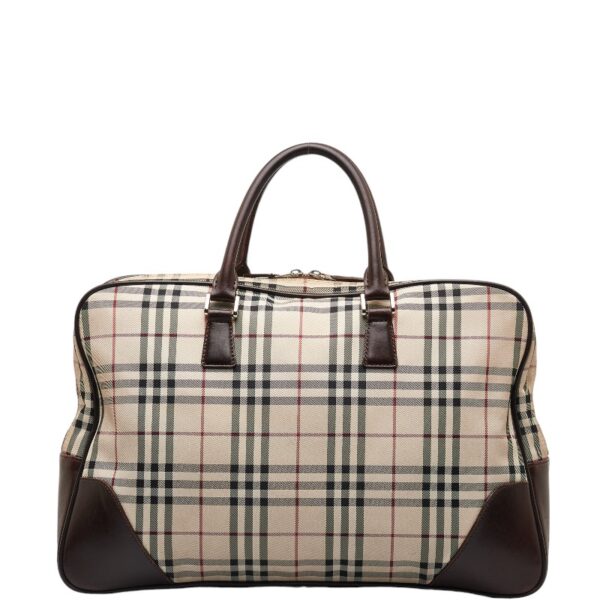 1 0142577 3 Burberry Nova Check Bag Handbag Beige Brown