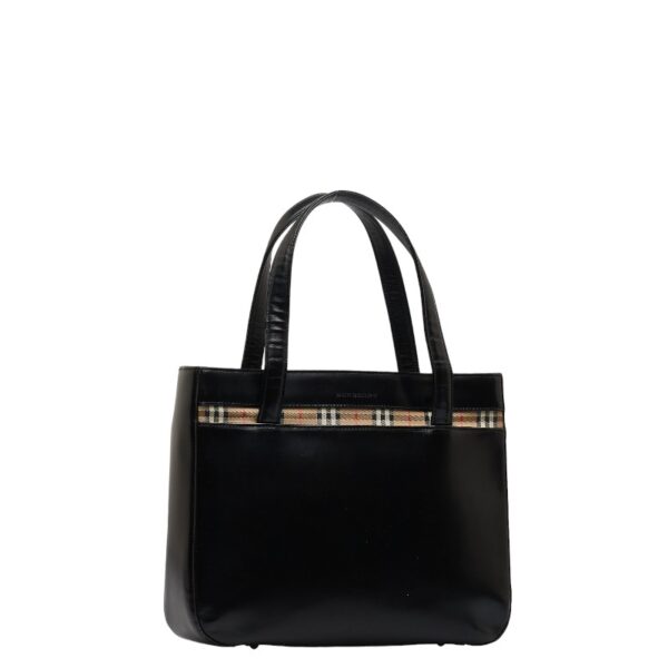 1 0142579 2 Burberry Nova Check Shadow Horse Tote Bag Black