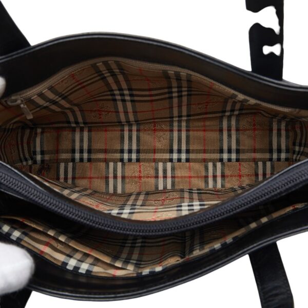 1 0142579 9 Burberry Nova Check Shadow Horse Tote Bag Black