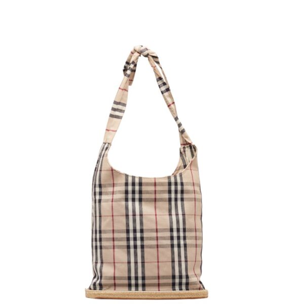 1 0143183 3 Burberry Nova Check Shoulder Bag Straw Beige