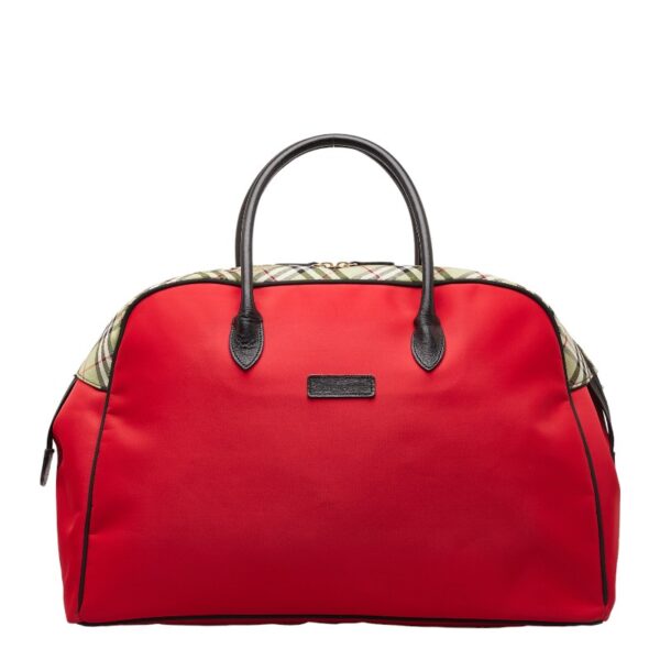 1 0143682 1 Burberry Nova Check Bag Nylon Red Multicolor