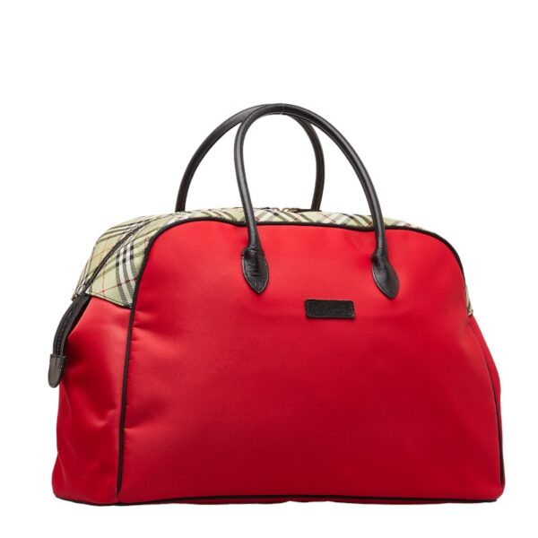 1 0143682 2 Burberry Nova Check Bag Nylon Red Multicolor