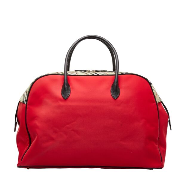 1 0143682 3 Burberry Nova Check Bag Nylon Red Multicolor