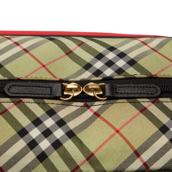 1 0143682 8 Burberry Nova Check Bag Nylon Red Multicolor