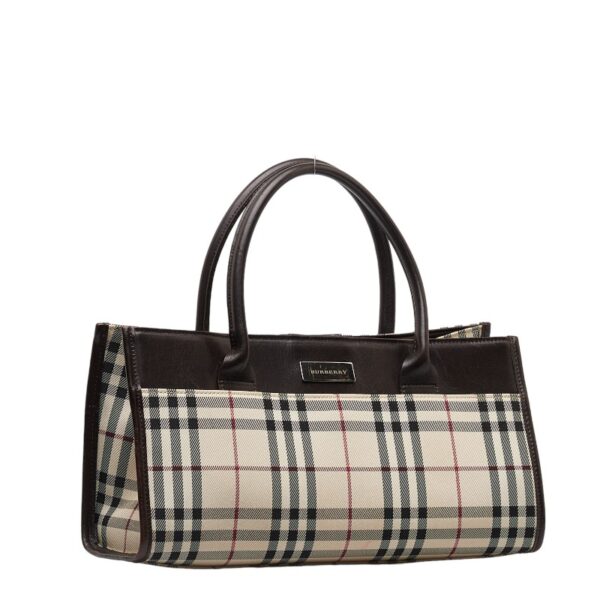 1 0143683 2 Burberry Nova Check Handbag Beige Brown