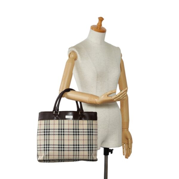 1 0144960 10 Burberry Nova Check Tote Bag Handbag Beige Brown