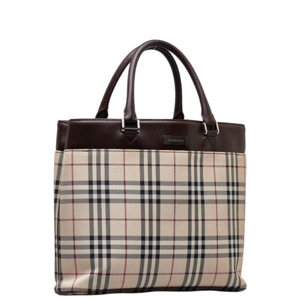 1 0144960 2 Burberry Nova Check Tote Bag Handbag Beige Brown