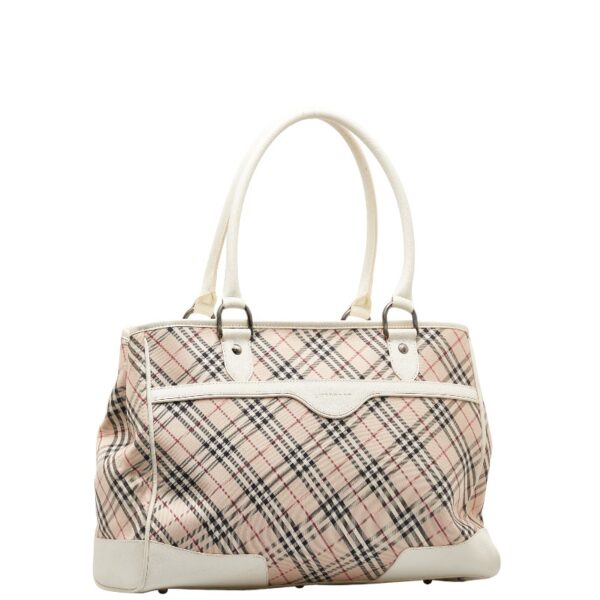 1 0147434 2 Burberry Nova Check Tote Bag White Beige