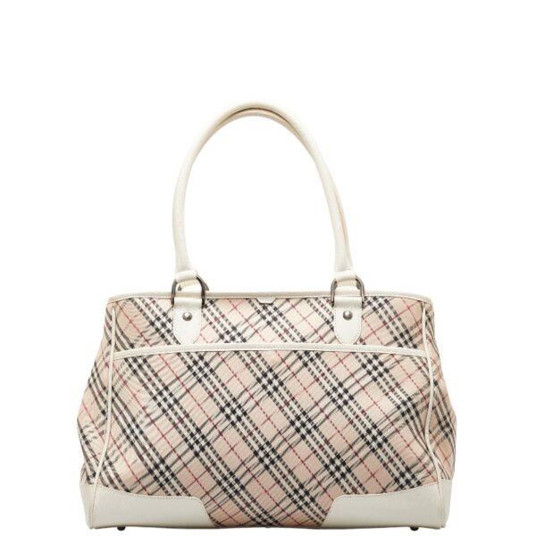 1 0147434 3 Burberry Nova Check Tote Bag White Beige